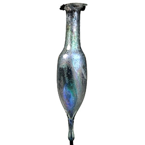Roman Iridescent Blue Glass Flask