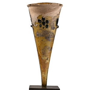 Roman Glass Flask with Dotted Rosettes