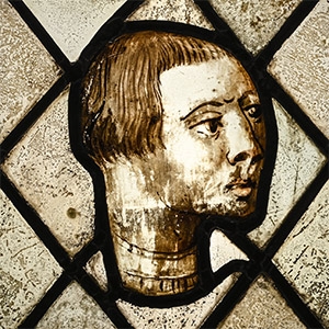 Medieval Stained Glass Head of a Man
