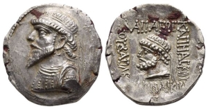 Kings of Elymais, Kamnaskires V AR Tetradrachm.