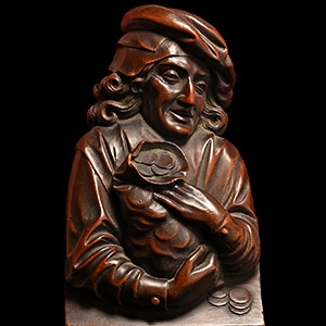 Medieval Bas Relief Representing a Gentleman Illustrating an Allegory of Avarice