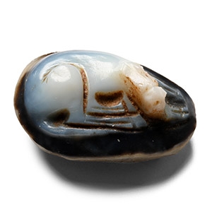 Roman Banded Agate Cameo of a Sleeping Dog
