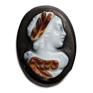 Roman Banded Agate Cameo with Bust of Cupid