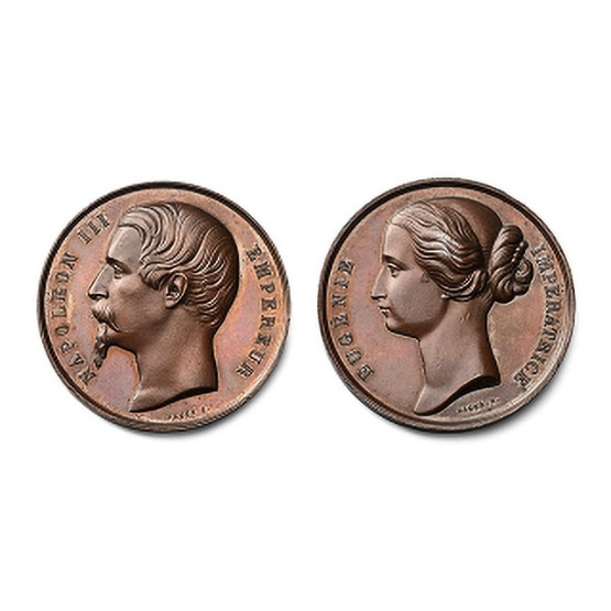 France. Second Empire, Napoléon III and Eugénie AE Medal.