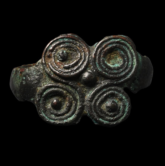 European Bronze Age Ring with Double Scroll Design