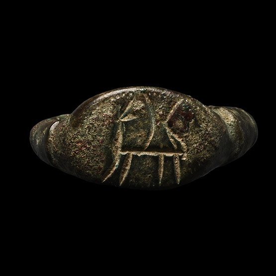 Medieval Bronze Ring with Stylised Horse