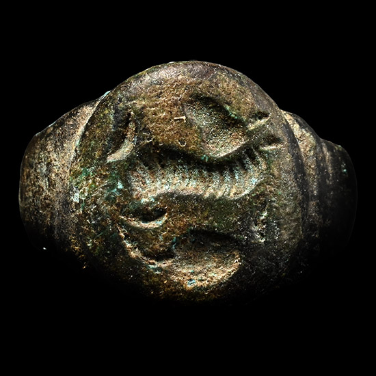 Eastern Medieval Bronze Ring with Zoomorphic Design