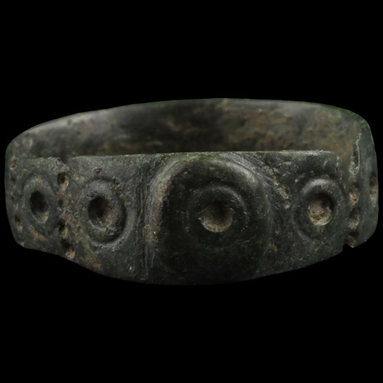 Romano-Pannonian Bronze Ring with Ring-and-Dot Design