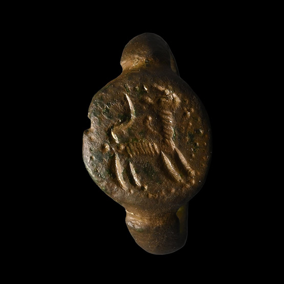 Romano-Celtic Bronze Ring with Standing Lion