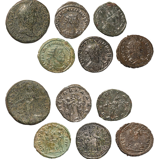 Group of Six [6] Roman Coins.