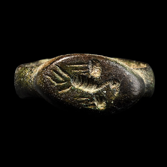Eastern Medieval Bronze Ring with Spread Eagle