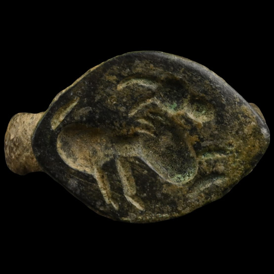 Greek Bronze Ring with Standing Antelope