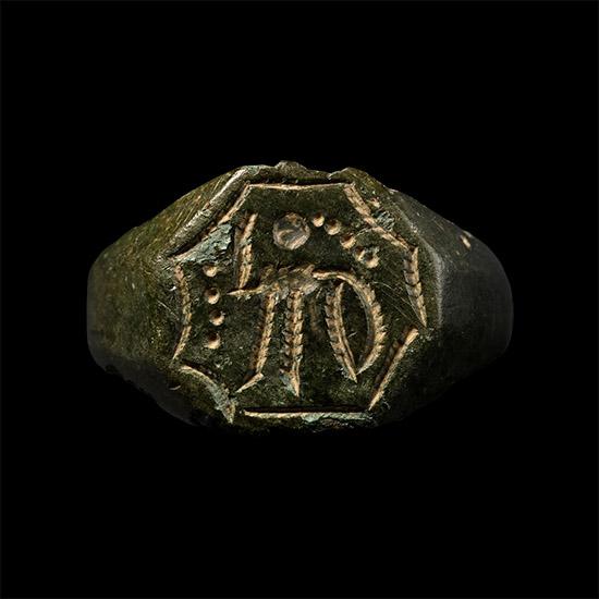 Byzantine Bronze Ring with Warrior Saint
