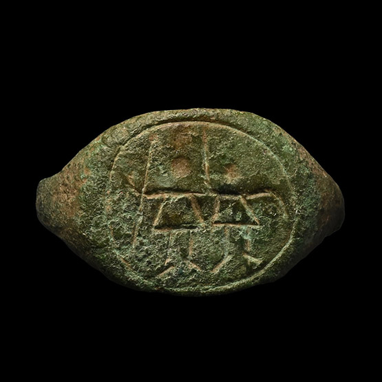 Byzantine Bronze Ring with Warrior Saints