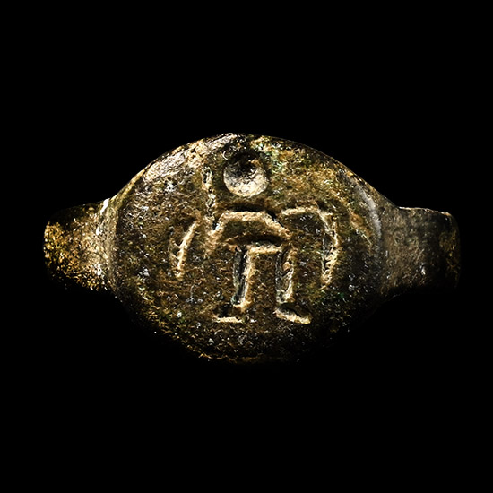 Byzantine Bronze Ring with Warrior Saint