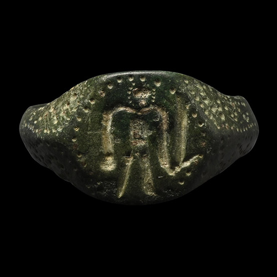 Medieval Bronze Ring with Warrior
