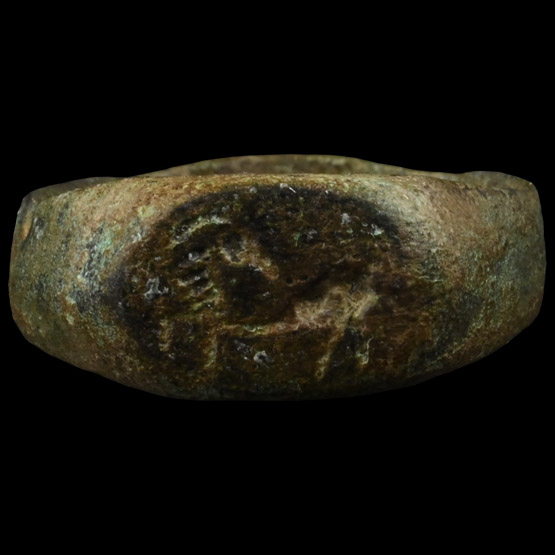 Romano-Celtic Bronze Ring with Goat Facing Back