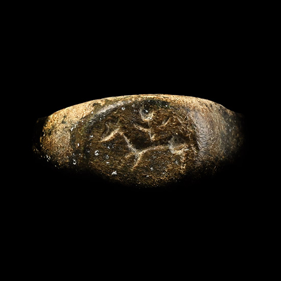 Medieval Bronze Ring with Horseman