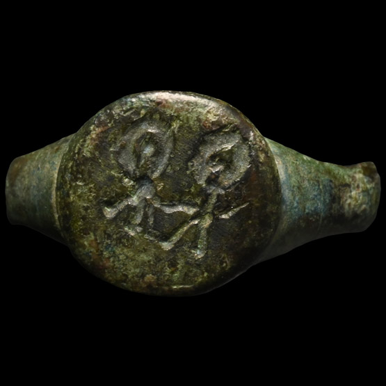 Byzantine Bronze Ring with Warrior Saints