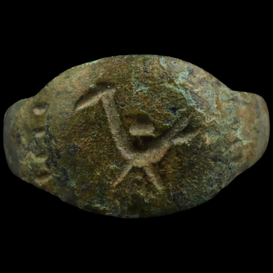 Medieval Bronze Ring with Bird