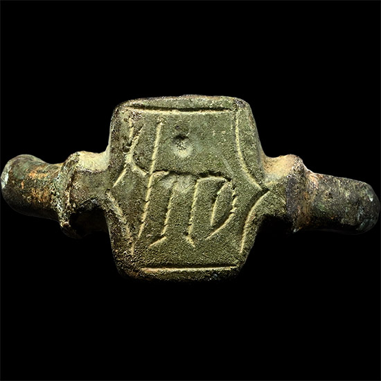 Byzantine Bronze Ring with Warrior Saint