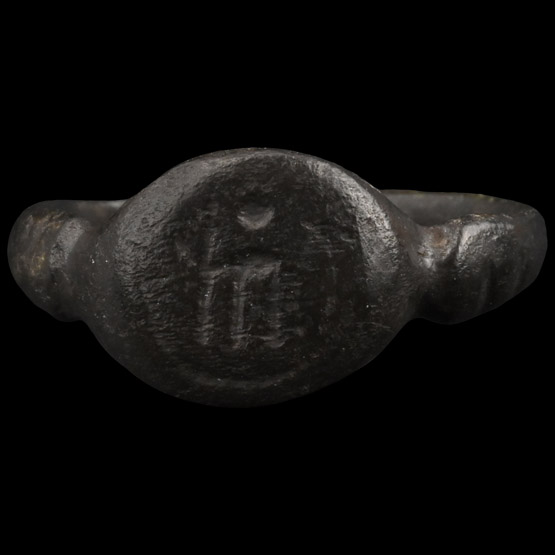 Byzantine Bronze Ring with Warrior Saint