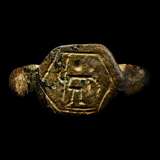 Byzantine Bronze Ring with Warrior Saint