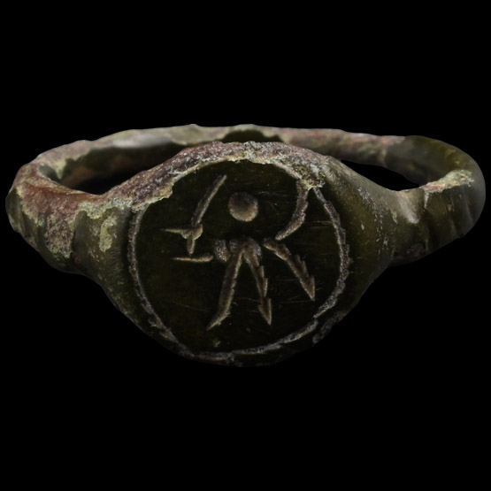 Roman Bronze Ring with Warrior