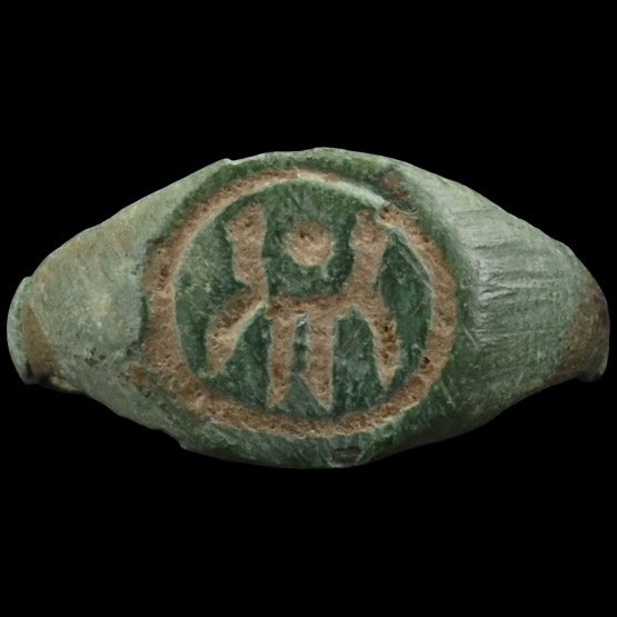 Medieval Bronze Ring with Warrior