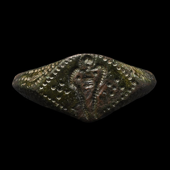 Merovingian Bronze Ring with Facing Figure