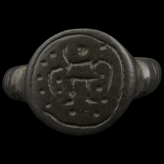 Medieval Bronze Ring with Warrior