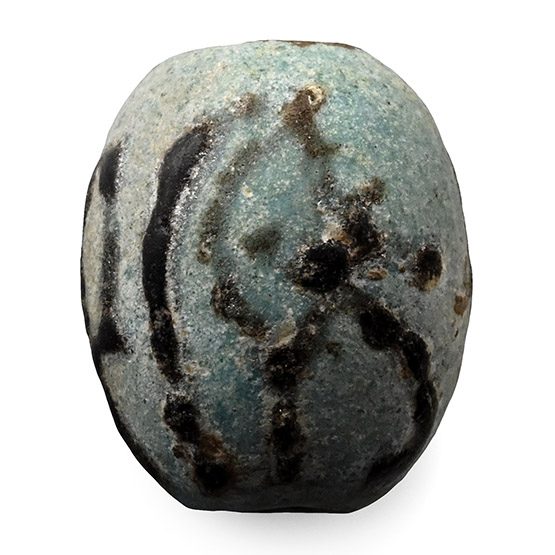 Egyptian Faience Bead with Eye of Horus and Ankh Symbols