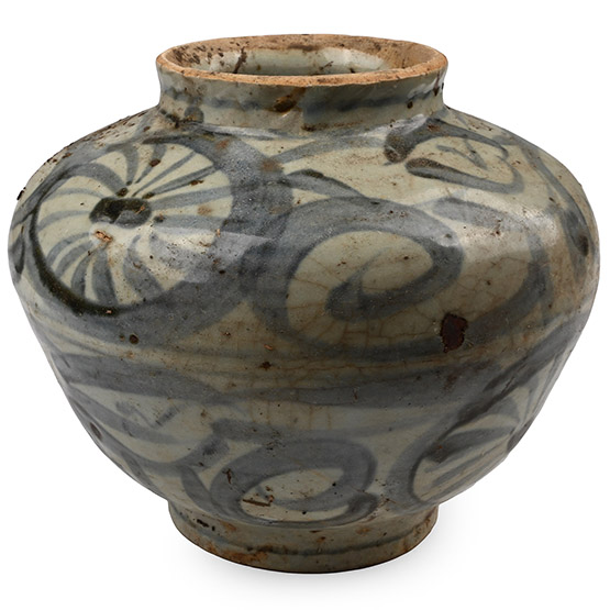Chinese Yuan Blue and White Peony Jar