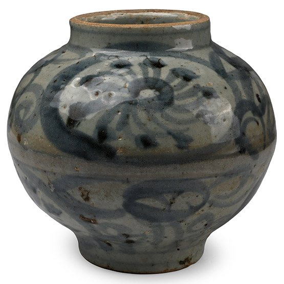 Chinese Yuan style Blue and White Peony Jar