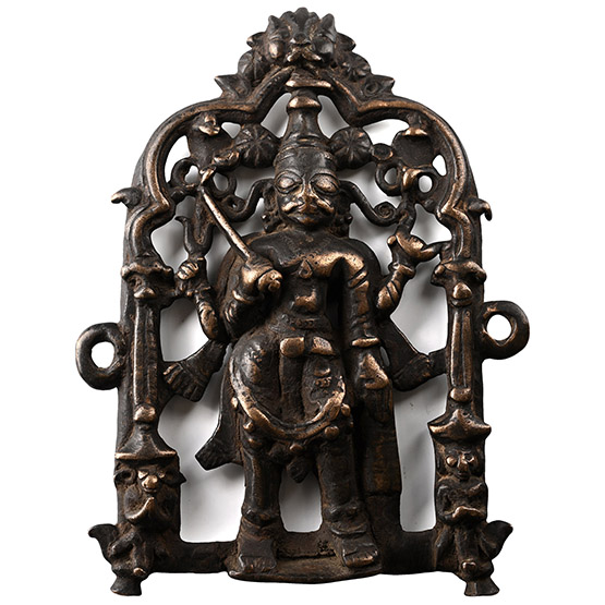 Sacred Copper-Alloy Plaque with Shiva and Attendants