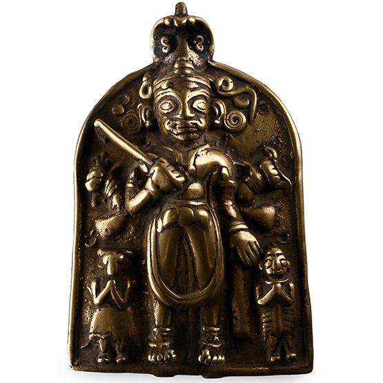 Sacred Brass Plaque with Shiva and Attendants