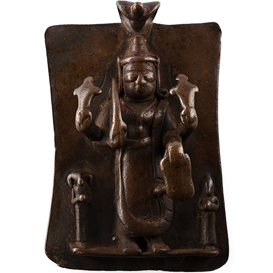 Sacred Copper-Alloy Plaque with Shiva and Attendants