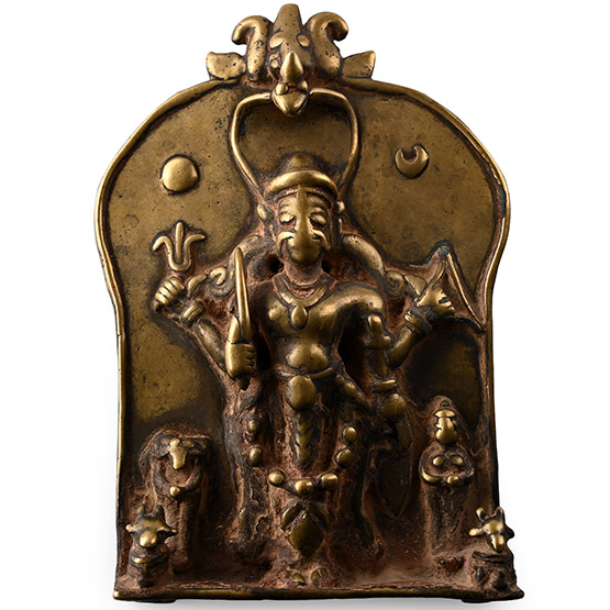 Sacred Copper-Alloy Plaque with Shiva and Attendants