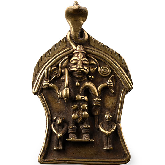 Sacred Brass Plaque with Shiva and Attendants