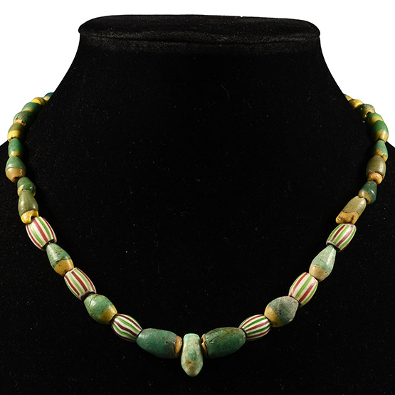 Western Asiatic and Other Green Glass Bead Necklace