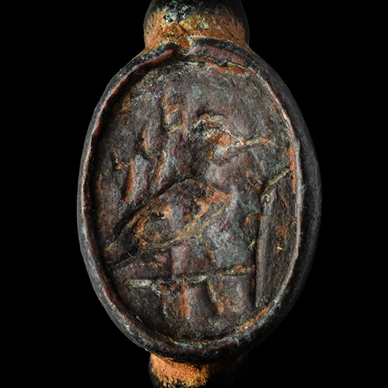 Phoenician Bronze Scaraboid Seal Matrix