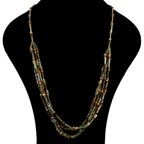 Egyptian Multi-Stranded Mummy Bead Necklace