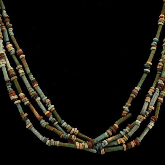 Egyptian Multi-Stranded Mummy Bead Necklace