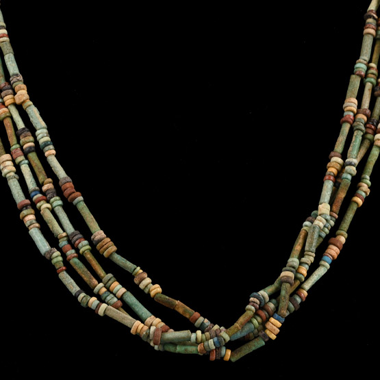 Egyptian Multi-Stranded Mummy Bead Necklace