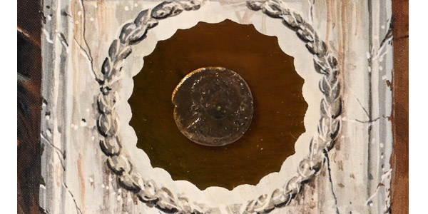 Bronze Roman Coin and Framed Limited Edition Print
