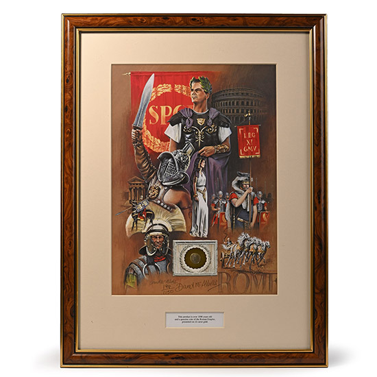 Bronze Roman Coin and Framed Limited Edition Print