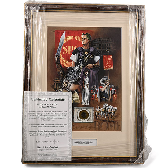 Bronze Roman Coin and Framed Limited Edition Print