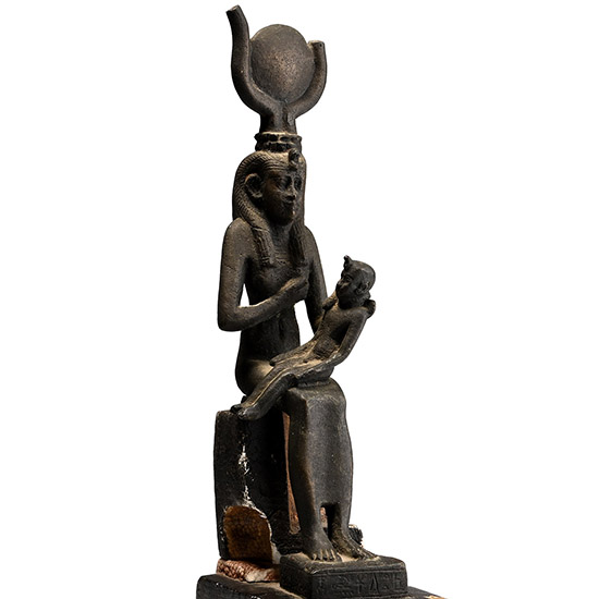 Egyptian Bronze Statue of Isis with Inscribed Base
