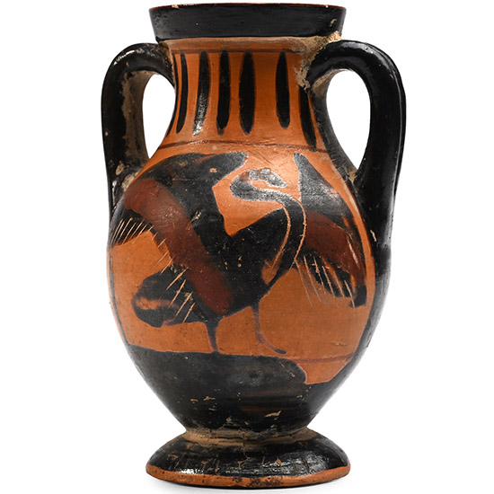Greek Black-Figure Miniature Amphora with Swan