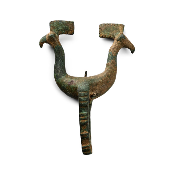 Large Greek Bronze Double-Headed Animal Terminal